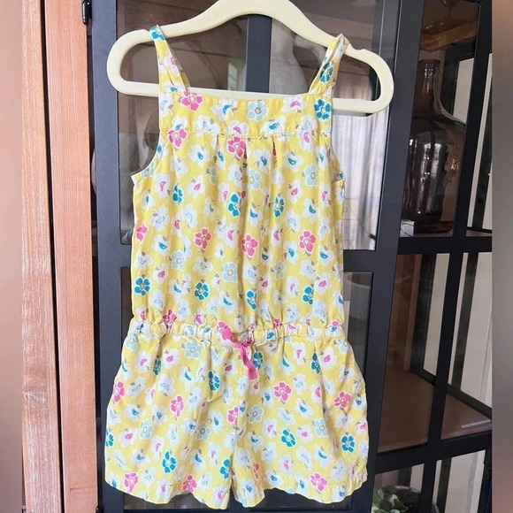 Mini Boden Romper toddler girl floral pockets drawstring sleeveless tank - Picture 1 of 6